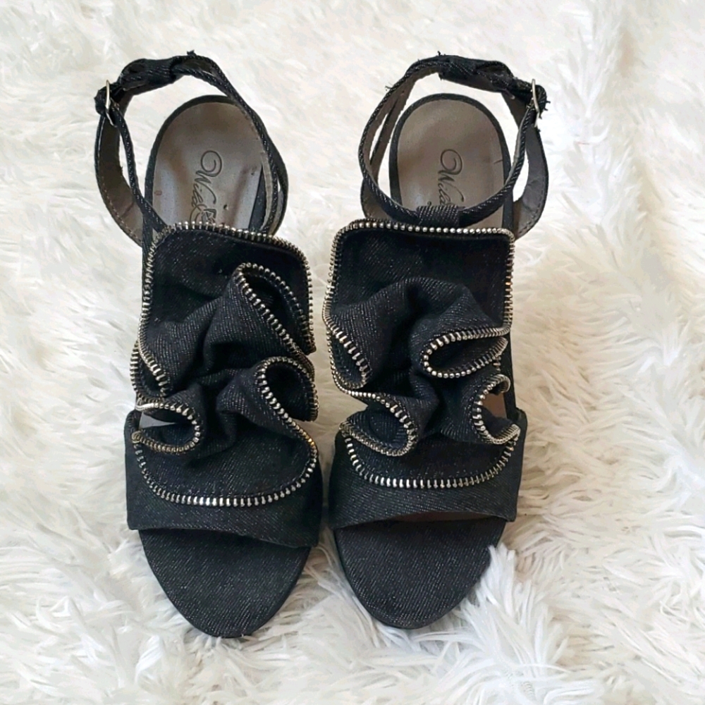Wild Rose Denim platform heels